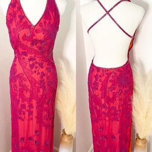 Sequins Formal Open Back Slit Dress